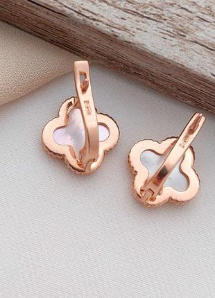 Серебряные серьги клевера, четырехлистник, клевер