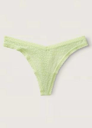 Трусики салатові мереживні стринги оригінал victoria’s secret pink2 фото