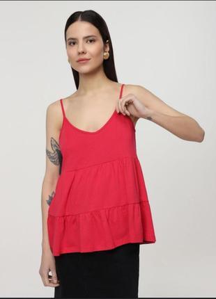 Бавовняна майка з баскою нова, червона блуза, червона майка