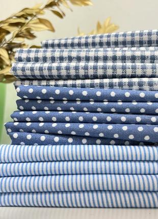 Тканина бавовна для рукоділля джинсова дрібна клітинка 50см/40см