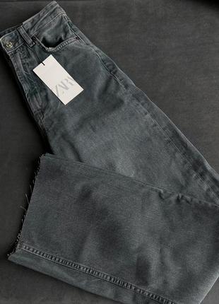 Джинсы zara wide-leg серо-голубые