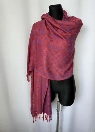 Шарф палантин жакард віскоза рожевий бузковий орнамент бахрома літній весняний