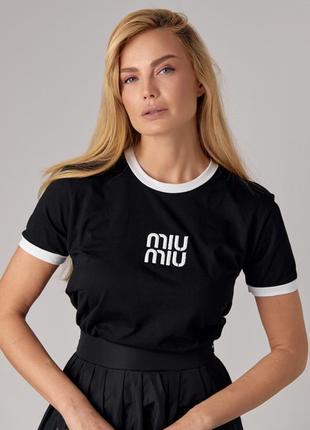 Женская трикотажная футболка с надписью miu miu