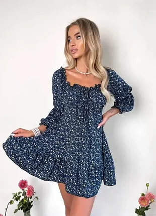 Шифоновое короткое платье в цветочный принт 12-14 размера vero moda