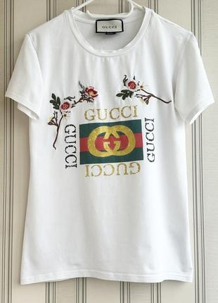 ❤️❤️❤️білосніжна футболка дорогого бренду gucci італія