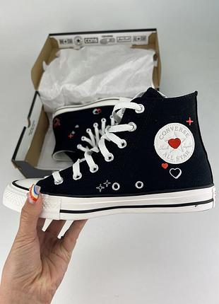 Кеды converse Sasha chuck taylor all star y2k heart a09116c, оригинальные кеды конверт женские черные