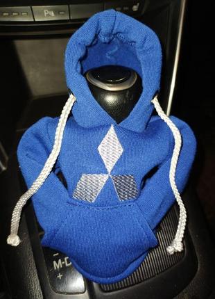 Чехол кофта худи аксессуар на кпп car hoodie мицубиси mitsubishi синий  подарок автомобилисту 10070