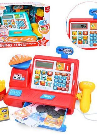 Km35627 касовий апарат 26 см, калькулятор, сканер, звук, світло, продукти, гроші, 2 кольори, у коробці