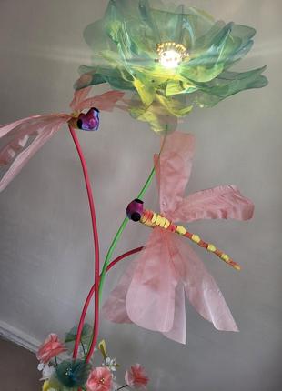 Фотозона цветы из органзы маки из ткани светильник ручной работы