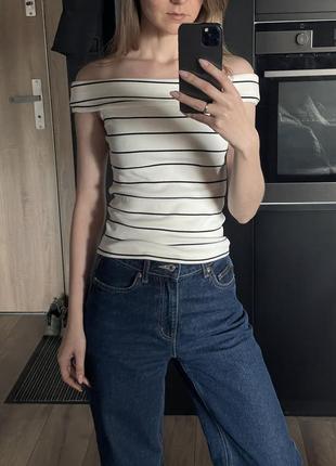 Топ майка у смужку з відкритими плечами massimo dutti - xs в наявності