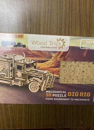 Дерев'яний конструктор 3d пазл wood trick big rig трак тягач