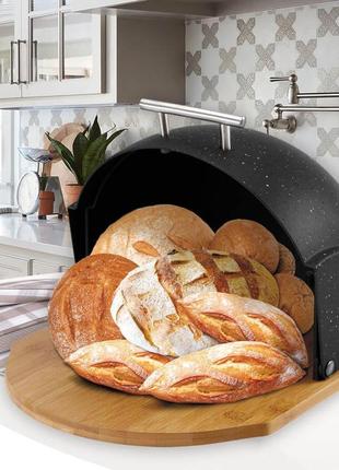 Хлебница maestro mr-1678g-black 21.5х37х39,5 см черная