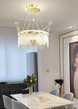 Люстра подвесная led 26607 золото 40-130х48х48 см.