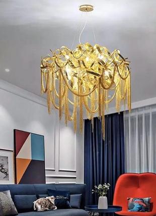 Люстра підвісна на 13 лампочок 26387 золото 85-200х60х120 см.