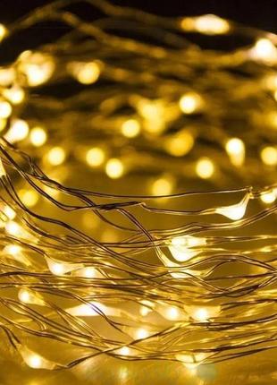 Світлодіодна гірлянда на батарейках роса 50 led sk 61625023 5 м білий теплий