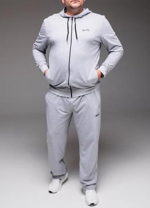 Чоловічий сірий спортивний костюм nike air з капюшоном батал