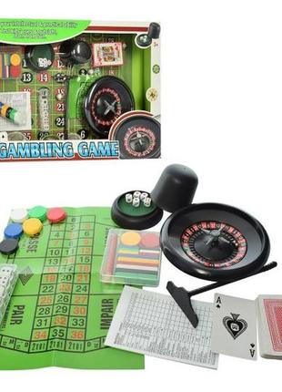 Настольная игра 88130f  покер,рулетка, карты,кубики,фишки,полотно,в кор-ке,51-32-6см