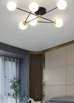 Люстра стельова на 6 лампочок 26593 чорний 18х90х90 см.