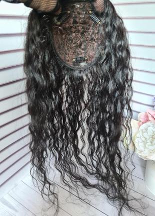 Полупарик накладка топпер макушка 100% натуральный волос.