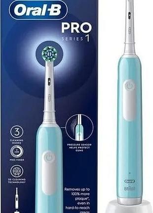 Электрическая зубная щетка oral-b pro1 d305-513-3-caribbean-blue голубая