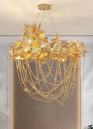 Люстра підвісна на 13 лампочок 26610 золото 75-200х80х80 см.