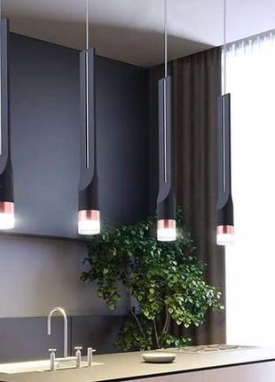 Люстра подвесная led 26577 черный 50-170х10х10 см.