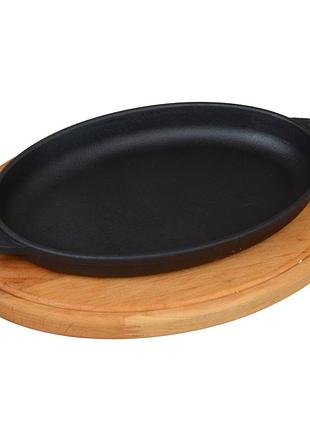 Сковорода чавунна з підставкою 220х140х25 мм horeca brizoll н2214-д