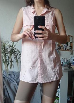 Майка рубашка лен без рукавов льняная блуза