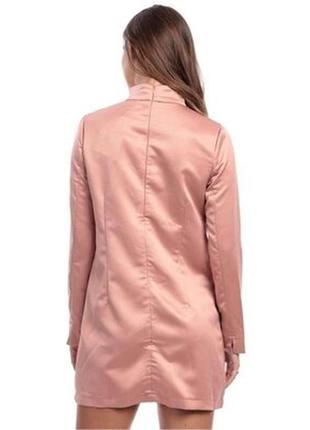 Сатинове плаття прямого крою з чокером v-вирізом туніка довгий рукав4 фото