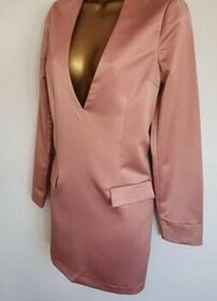 Сатинове плаття прямого крою з чокером v-вирізом туніка довгий рукав9 фото