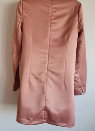 Сатинове плаття прямого крою з чокером v-вирізом туніка довгий рукав8 фото