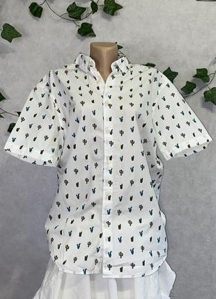 ❤️ сорочка ❤️ цікава з принтом малюнками біла літня на відпочинок гавайка2 фото