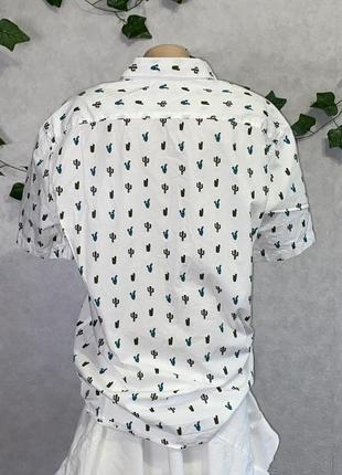 ❤️ сорочка ❤️ цікава з принтом малюнками біла літня на відпочинок гавайка3 фото