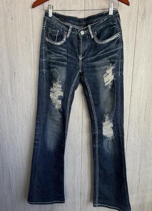 Кльові джинси з бісером, модель нульових років, вінтаж, кльош розмір м