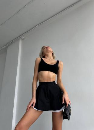 🌈4! шикарная юбка шорты женские черные черные бархатная юбка женккая черно белый
