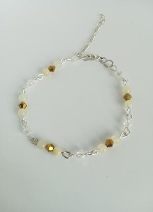 Натуральный оникс. браслет-цепочка "крем-брюле". на руку.