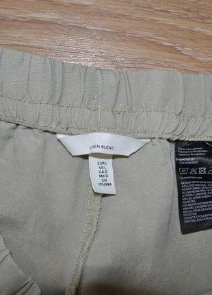 Фисташковые женские льняные штаны cold h&m6 фото