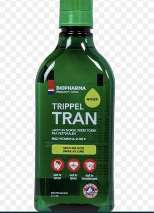 Рідкий жир trippel tran biopharma норвегія із смаком лайма 375 мл