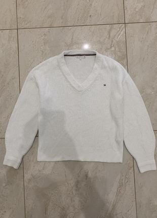 Білий светр пуловер джемпер жіночий tommy hilfiger