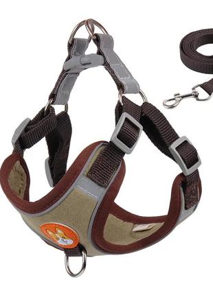 Комплект шлейки та повідця для собак без тяги, регульований l