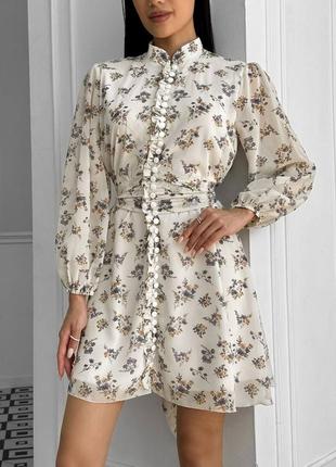Шифонова сукня в квітковий принт з поясом
