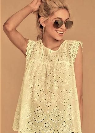 Бавовняний топ прошва вишивка італійка/8282/