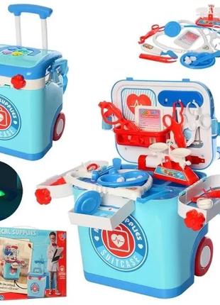 Детский лекарственный игровой набор в чемодане со столиком озвученный со светом l666-38a