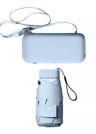 Міні-парасолька lesko 191t blue кишеньковий з чохлом капсулою від дощу та сонця 10 шт.2 фото