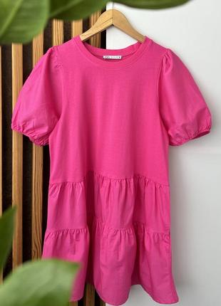 Сукня zara 100% бавовна , малинова /рожева1 фото