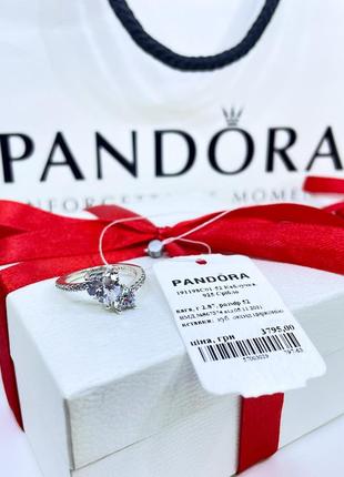 Серебряное кольцо кольца пандора pandora 191198c01 два сердца двойное сердце с камнями серебро проба s925 ale новое с биркой и пломбой