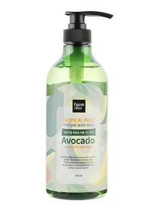 Корейский гель для душа farmstay tropical fruit perfume body wash avocado из авокадо, 750 мл