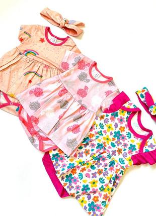 Боди-платье для девочки на возраст 3, 6, 9 месяцев