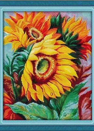 Набор для вышивания по нанесённой на канву схеме "sunflower 9". aida 14ct printed, 37*45 см