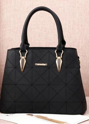 Женская городская сумка сумочка черная экокожа6 фото